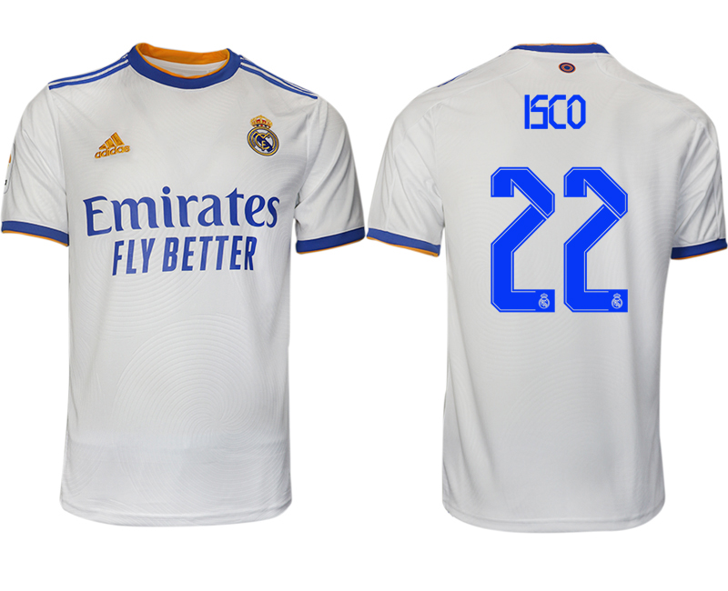 Men 2021-2022 Club Real Madrid home aaa version white #22 Soccer Jerseys->real madrid jersey->Soccer Club Jersey